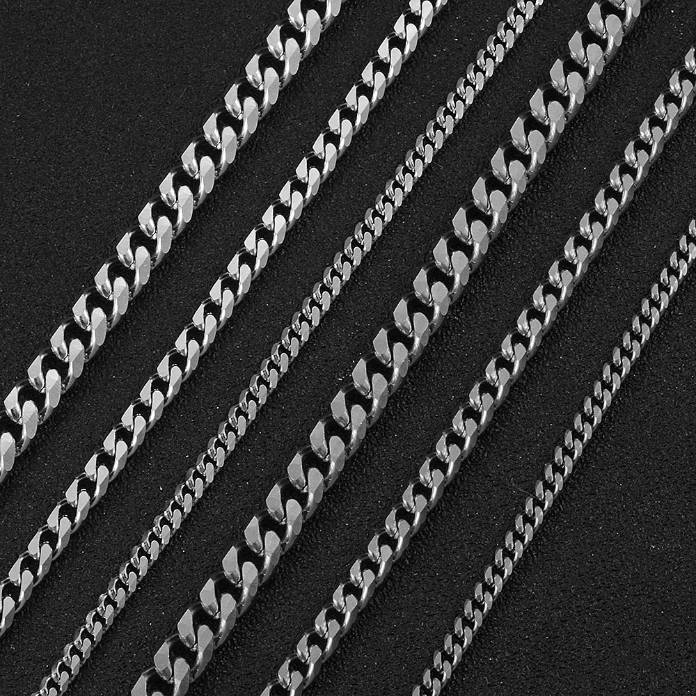 Collane in acciaio inossidabile con catena cubana Curb per gioielli moda uomo 3.5mm/5mm/6mm/7mm/9mm