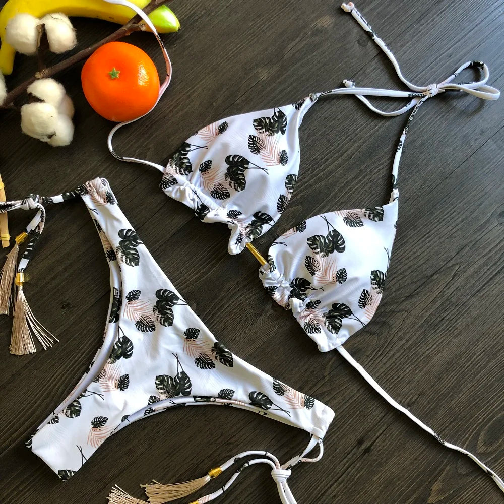 2021 Set bikini sexy 2 pezzi Hot Stamp Sport Costumi da bagno Donna Beachwear Push-Up imbottito Costume da bagno Body Bagnante squisito