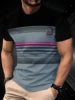 Casual Printed Geometric Striped Men's T-shirt Custom Logo Wholesale 100% Polyester Anti-pilling Digital Printing T-Shirt