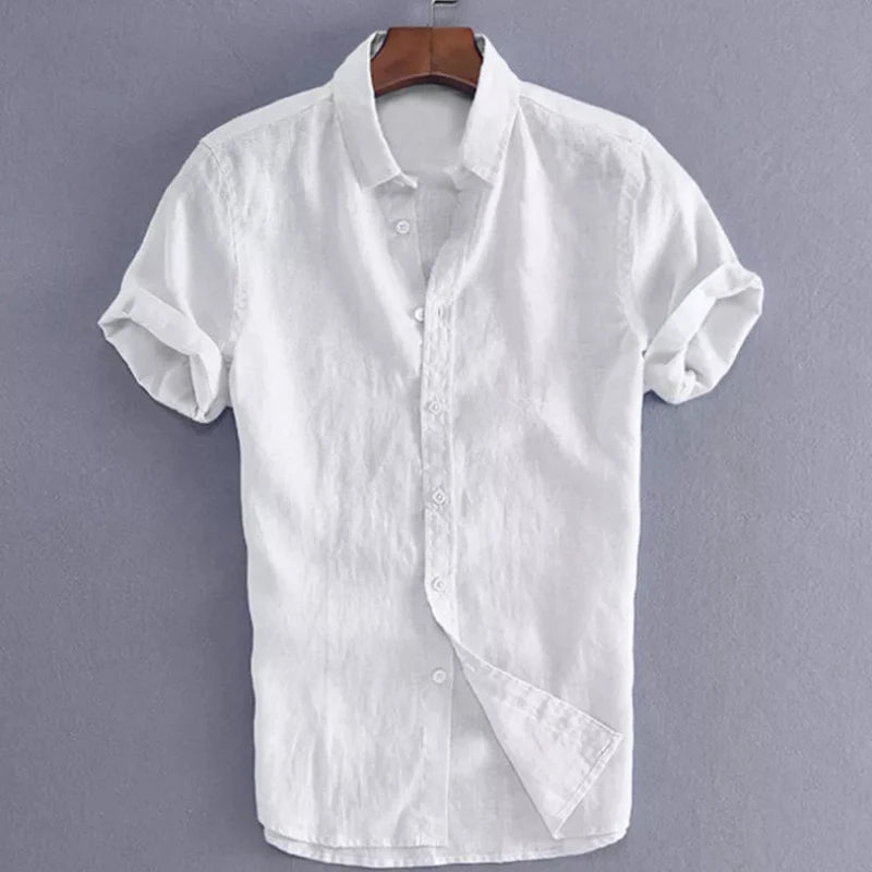 Camicie casual a maniche corte da uomo per il tempo libero Abbigliamento da strada Camicie con risvolto abbottonate in tinta unita per uomo Camicetta da vacanza vintage M-3XL