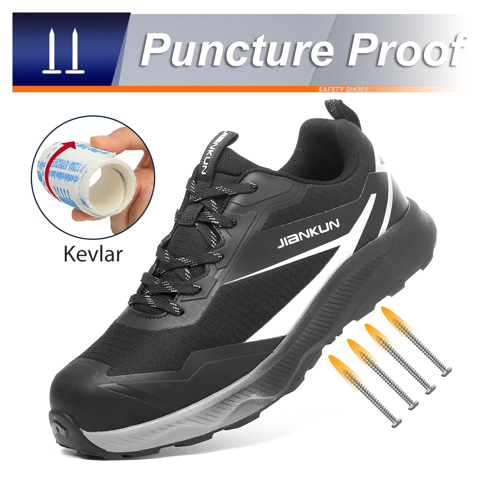 JIANKUN ASTM CE Certified Sports Shoes for Men and Women Composite Toe Mesh+TPU Midsole EVA+Rubber Outsole Winter Safety Shoes
