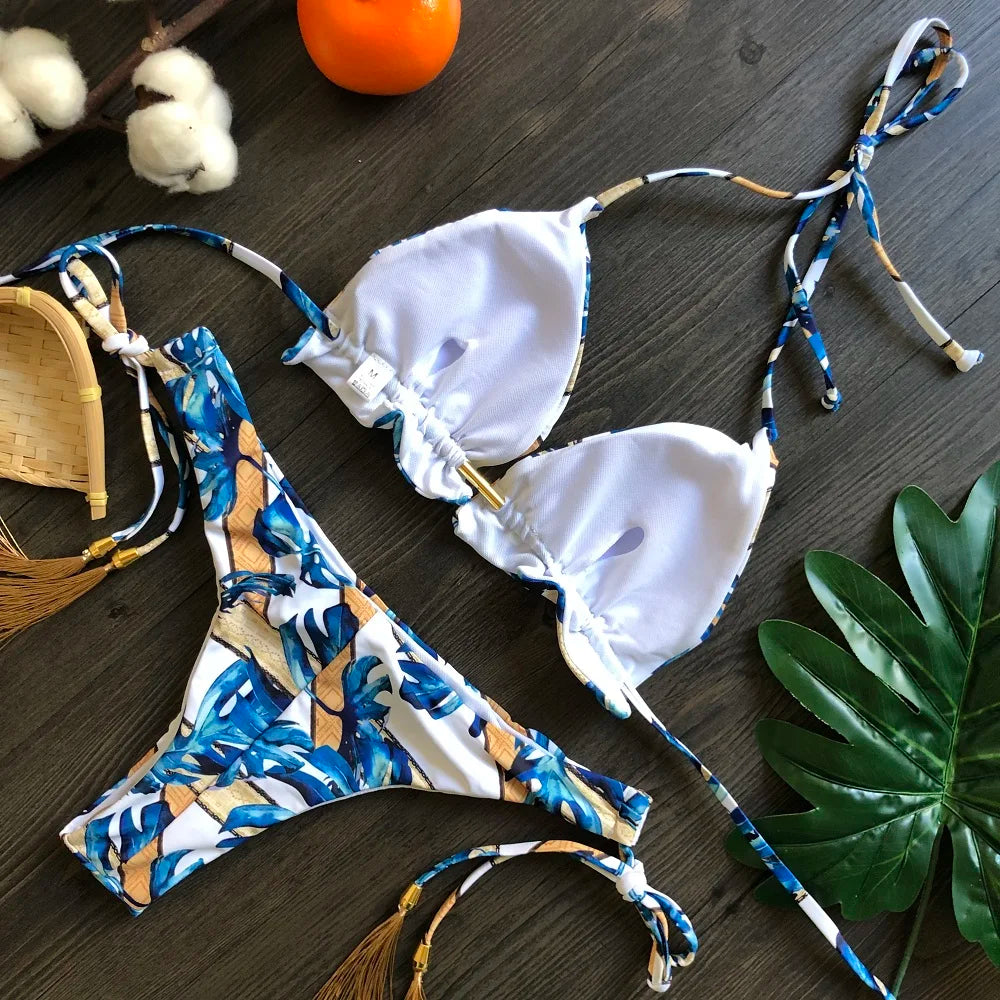 2021 Set bikini sexy 2 pezzi Hot Stamp Sport Costumi da bagno Donna Beachwear Push-Up imbottito Costume da bagno Body Bagnante squisito