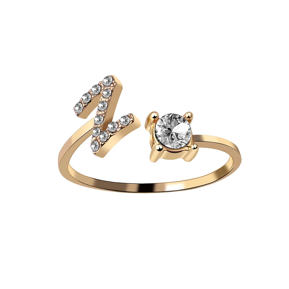 Moda 26 Lettera iniziale Anello Argento Colore Personalità Anelli di barretta Donna Semplice ed elegante Gioielli Regalo di amicizia Commercio all'ingrosso