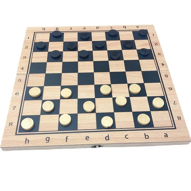 Factory Direct Three-In-One Foldable Wooden Chess Set Solid Wood Portable Educational Competitive Board Game Toy