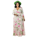 5xl Plus Size abiti abbigliamento donna elegante autunno Maxi abito floreale con fusciacca abito manica lunga da donna Dropshipping all'ingrosso