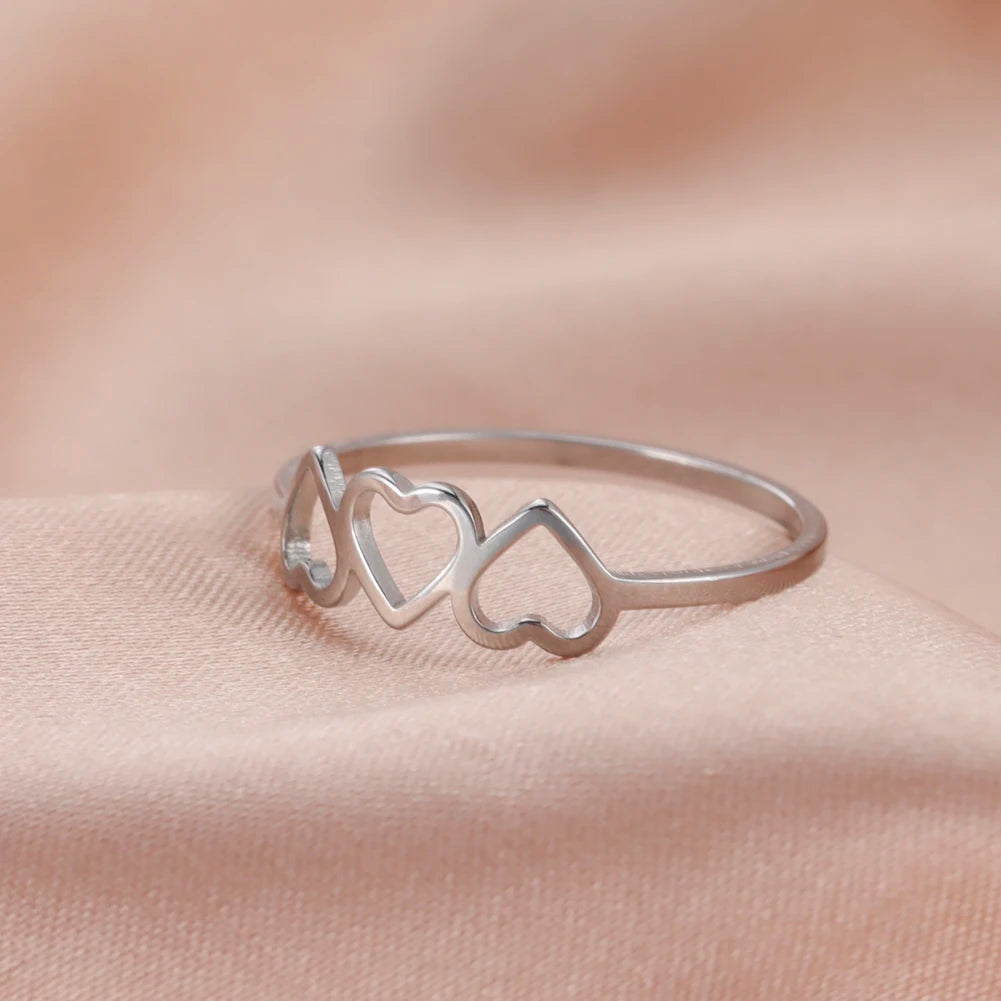 Skyrim Anello da donna in acciaio inossidabile Semplice cuore Farfalla Fasi lunari Anelli da dito geometrici Regalo di nozze per l'amante Commercio all'ingrosso