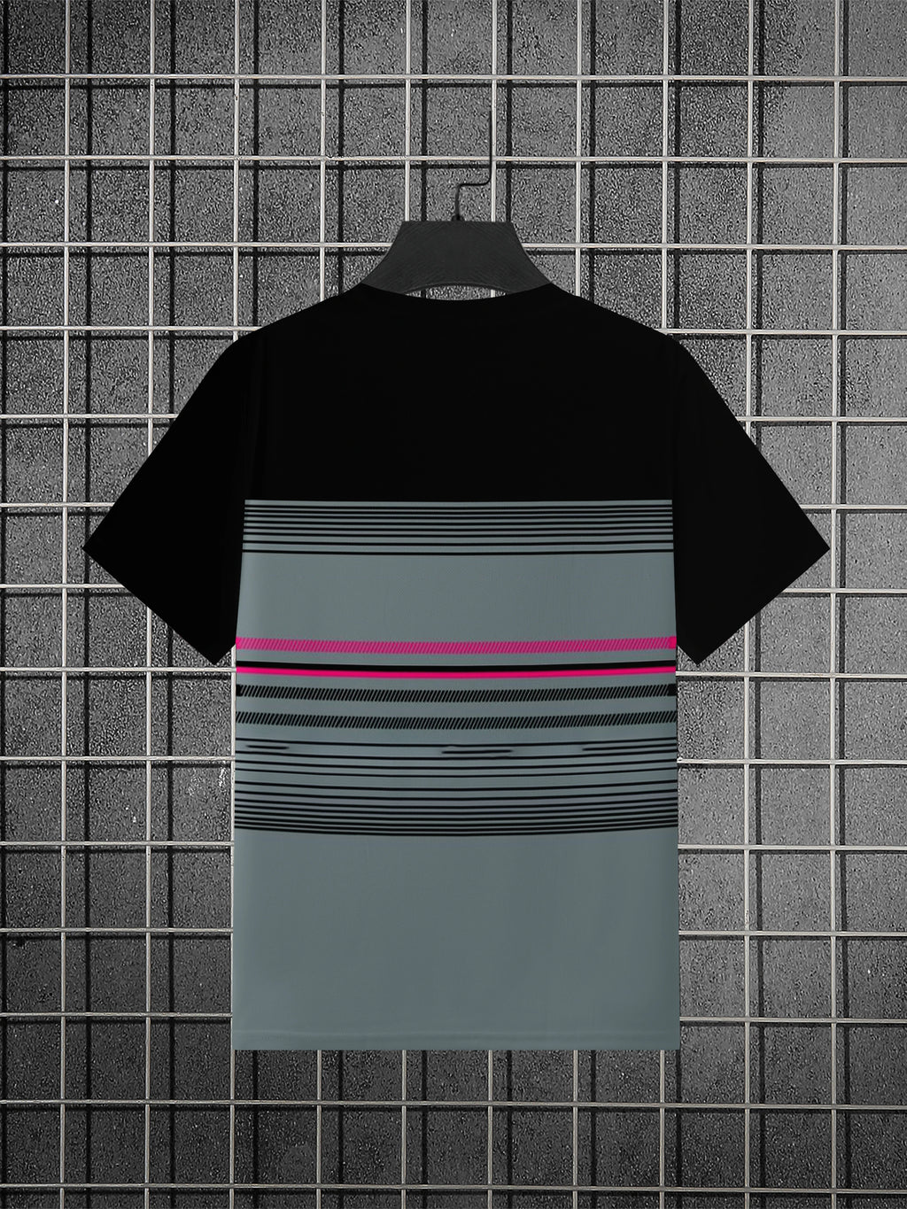 Casual Printed Geometric Striped Men's T-shirt Custom Logo Wholesale 100% Polyester Anti-pilling Digital Printing T-Shirt