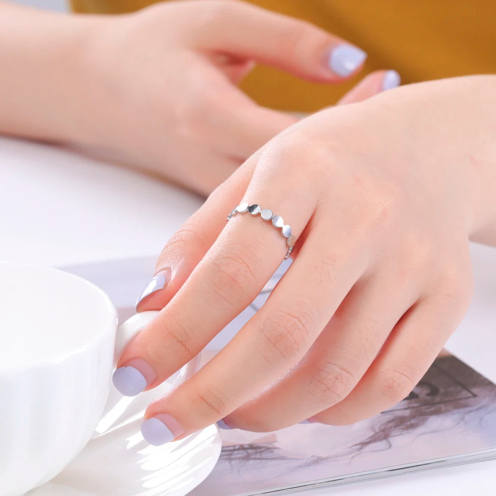 Skyrim Anello da donna in acciaio inossidabile Semplice cuore Farfalla Fasi lunari Anelli da dito geometrici Regalo di nozze per l'amante Commercio all'ingrosso
