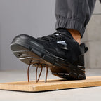 Lanoudun Black Safety Shoes For Men Women Steel Toe Puncture Resistant EN Steel Toe Cap Microfiber Upper All Season