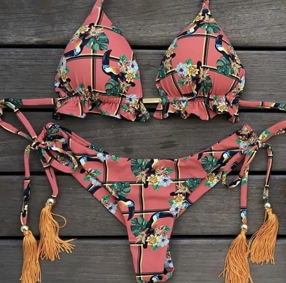2021 Set bikini sexy 2 pezzi Hot Stamp Sport Costumi da bagno Donna Beachwear Push-Up imbottito Costume da bagno Body Bagnante squisito