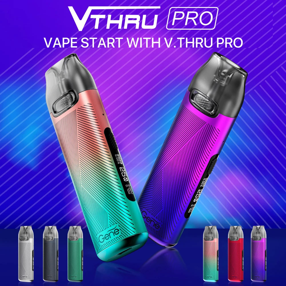 Kit pod ufficiale VOOPOO V Thru Pro Batteria da 900 mAh Cartuccia pod da 3 ml 0,7 ohm 1,2 ohm Carica USB-C Sigaretta elettronica Schermo OLED da 0,69 pollici