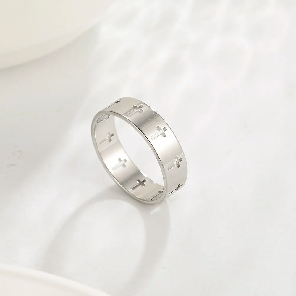Skyrim Anello da donna in acciaio inossidabile Semplice cuore Farfalla Fasi lunari Anelli da dito geometrici Regalo di nozze per l'amante Commercio all'ingrosso