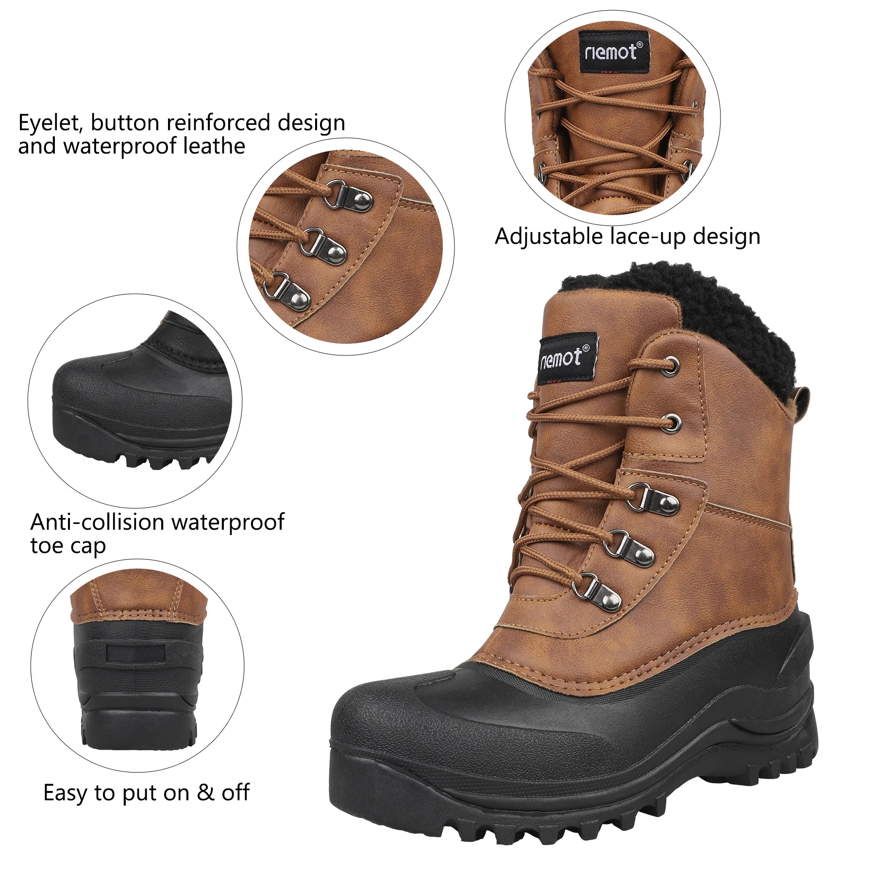 Wholesale 2022 New Design Removable Lining Hiking Leather Shoes Designer Snow Boots for Men Women