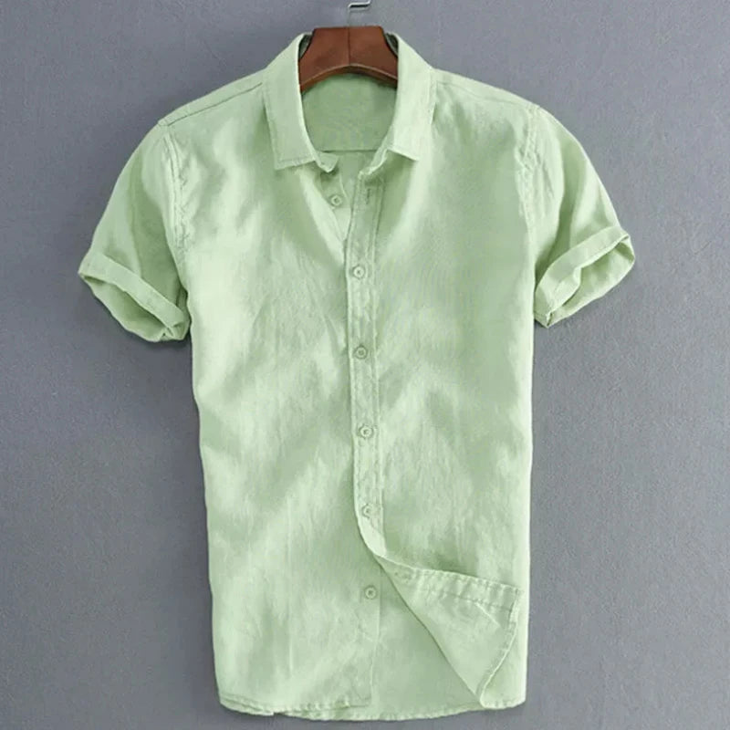 Camicie casual a maniche corte da uomo per il tempo libero Abbigliamento da strada Camicie con risvolto abbottonate in tinta unita per uomo Camicetta da vacanza vintage M-3XL