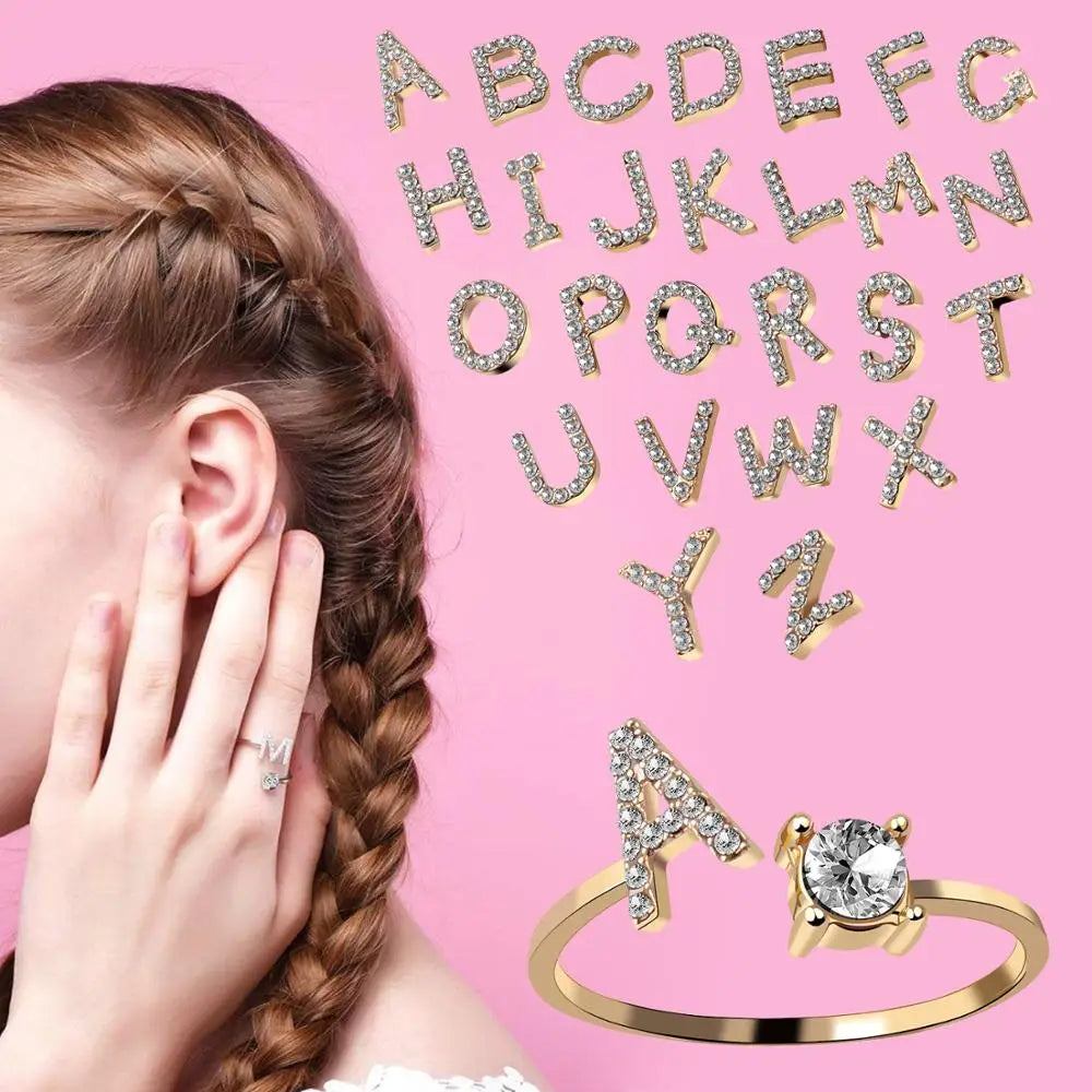 Moda 26 Lettera iniziale Anello Argento Colore Personalità Anelli di barretta Donna Semplice ed elegante Gioielli Regalo di amicizia Commercio all'ingrosso