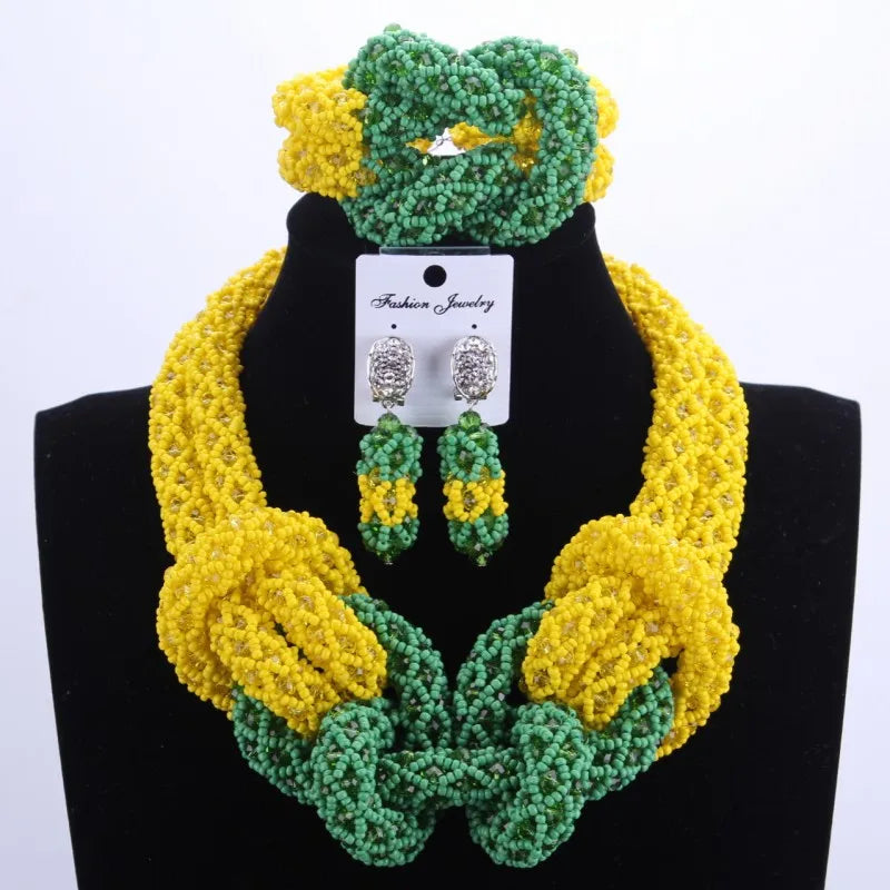 Luxury Costume African Jewelry Sets Gold Color Nigerian Wedding Beads For Bride Women 2018 Bridal Jewelry Necklace