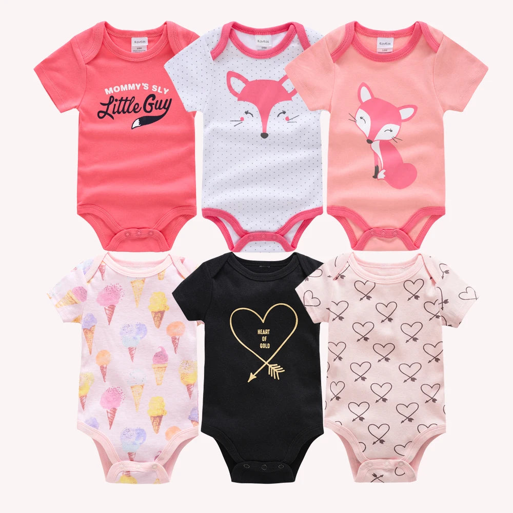 Kavkas Body per neonate 6/3 pezzi/lotto Abbigliamento estivo in cotone per neonati Body a maniche corte per neonati 0-3 mesi Abbigliamento per neonati