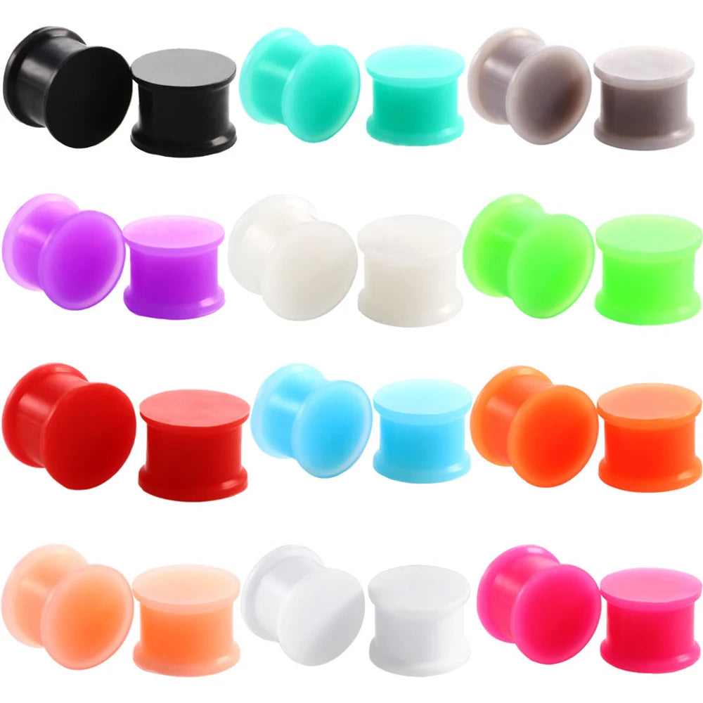 Alisouy 1 Paia Silicone Flessibile Sottile Doppio Svasato Tappi Per Le Orecchie Tunnel Della Carne Misuratore Dell'orecchio Espandar Barella Orecchini Body Piercing