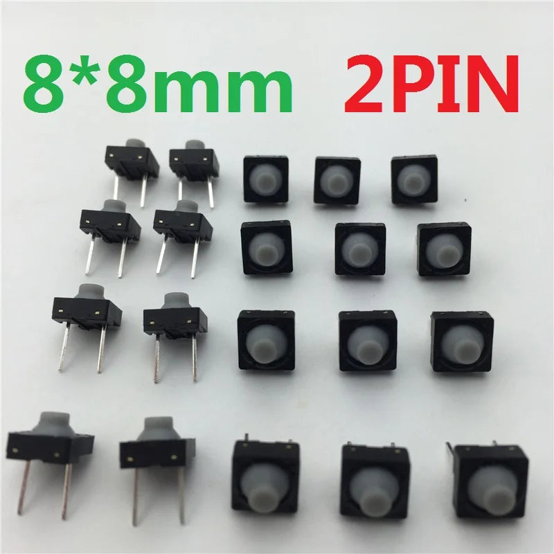 20 pz/lotto 8x8x5.5MM 2PIN G78 Silicone Conduttivo Soundless Tattile Tatto Pulsante Micro Interruttore Auto-reset