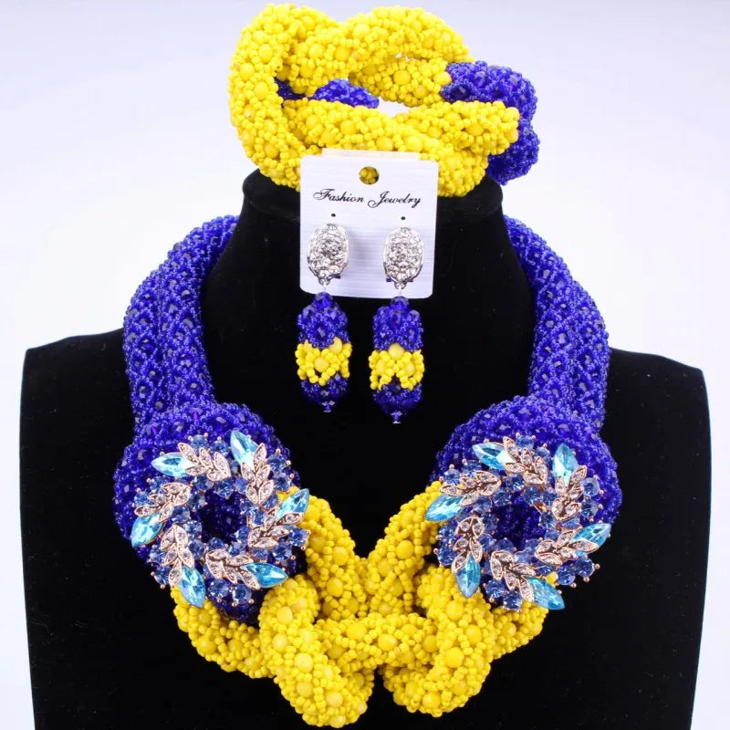Luxury Costume African Jewelry Sets Gold Color Nigerian Wedding Beads For Bride Women 2018 Bridal Jewellery Necklace