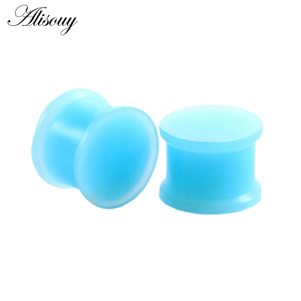 Alisouy 1 Paia Silicone Flessibile Sottile Doppio Svasato Tappi Per Le Orecchie Tunnel Della Carne Misuratore Dell'orecchio Espandar Barella Orecchini Body Piercing