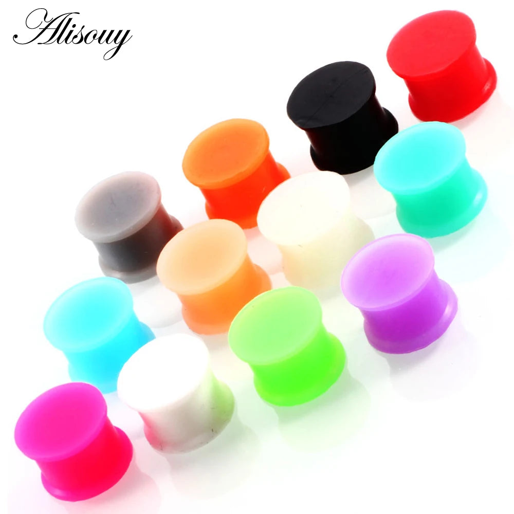 Alisouy 1 Paia Silicone Flessibile Sottile Doppio Svasato Tappi Per Le Orecchie Tunnel Della Carne Misuratore Dell'orecchio Espandar Barella Orecchini Body Piercing