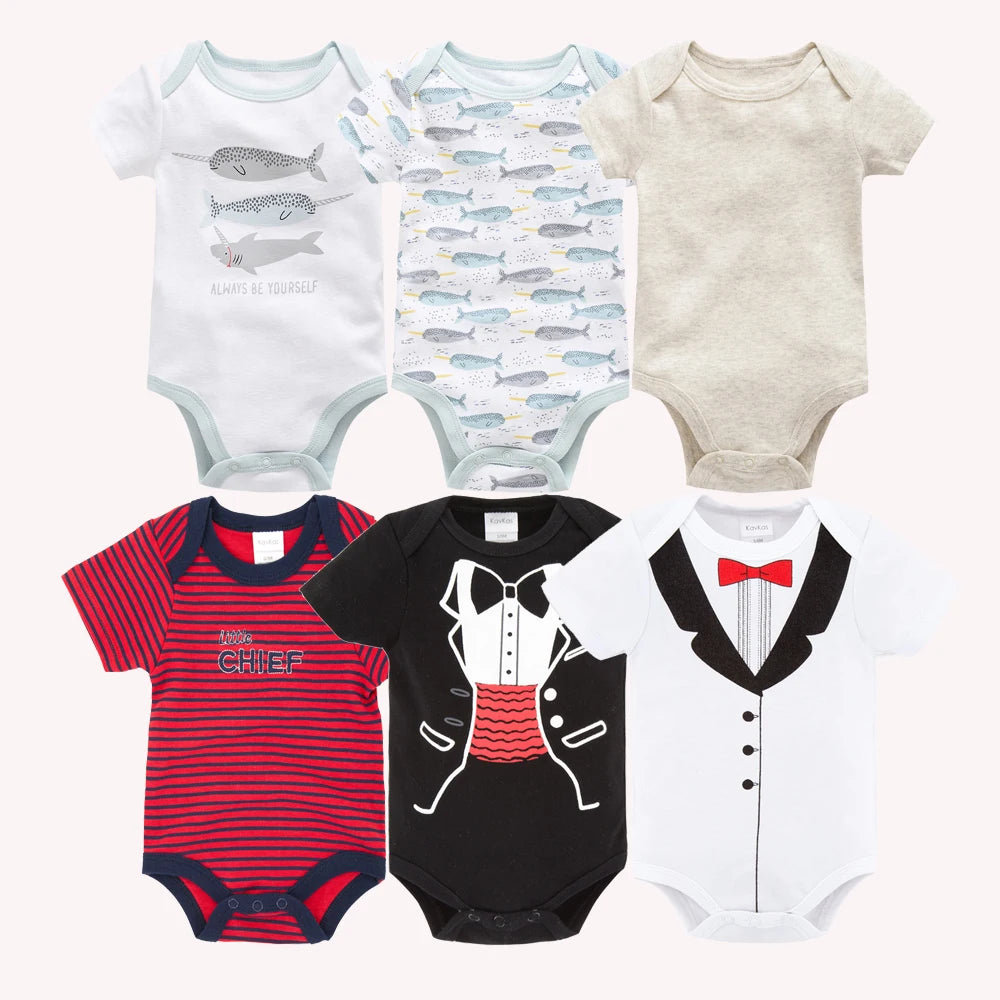 Kavkas Body per neonate 6/3 pezzi/lotto Abbigliamento estivo in cotone per neonati Body a maniche corte per neonati 0-3 mesi Abbigliamento per neonati