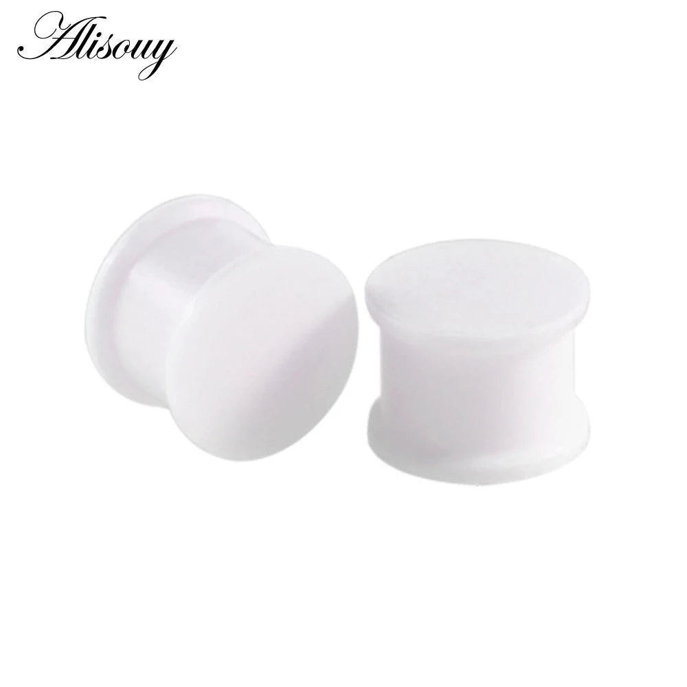 Alisouy 1 Paia Silicone Flessibile Sottile Doppio Svasato Tappi Per Le Orecchie Tunnel Della Carne Misuratore Dell'orecchio Espandar Barella Orecchini Body Piercing