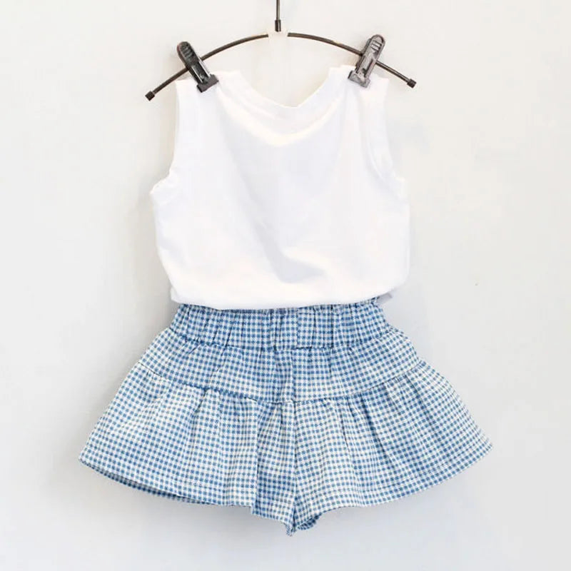 Vestiti estivi per neonate abbigliamento per bambini gilet + pantaloncini 2 pezzi set bambini ragazze Costume 0-7 anni abiti per neonati abbigliamento per bambini BC1152