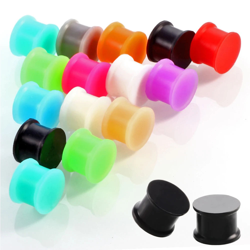 Alisouy 1 Paia Silicone Flessibile Sottile Doppio Svasato Tappi Per Le Orecchie Tunnel Della Carne Misuratore Dell'orecchio Espandar Barella Orecchini Body Piercing