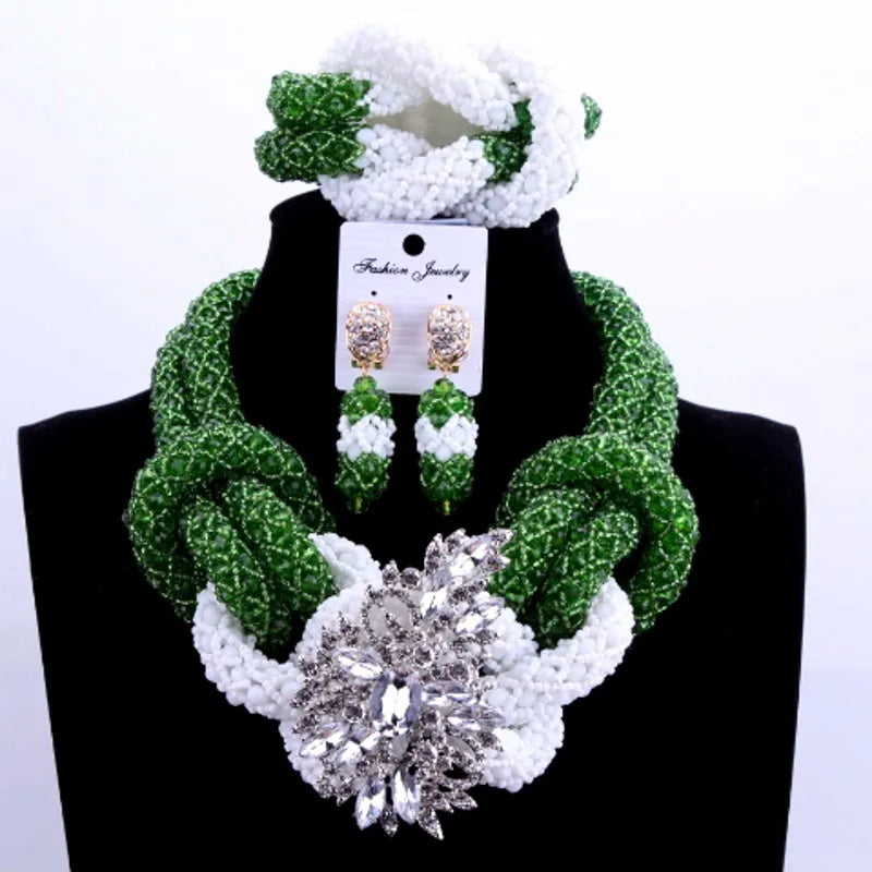 Luxury Costume African Jewelry Sets Gold Color Nigerian Wedding Beads For Bride Women 2018 Bridal Jewelry Necklace