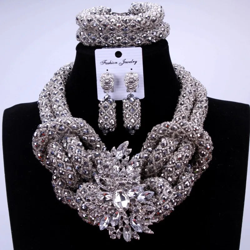 Luxury Costume African Jewelry Sets Gold Color Nigerian Wedding Beads For Bride Women 2018 Bridal Jewelry Necklace