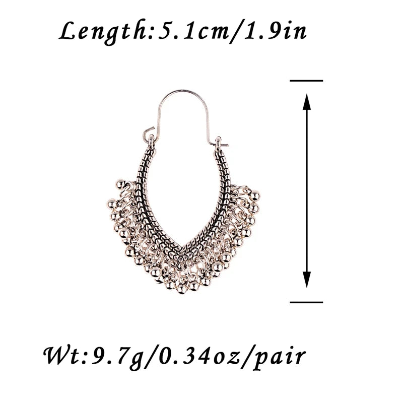 Gioielli indiani Jhumka Orecchini vintage con nappa a campana Boho Orecchini pendenti a goccia placcati in argento etnico antico per le donne Pendientes