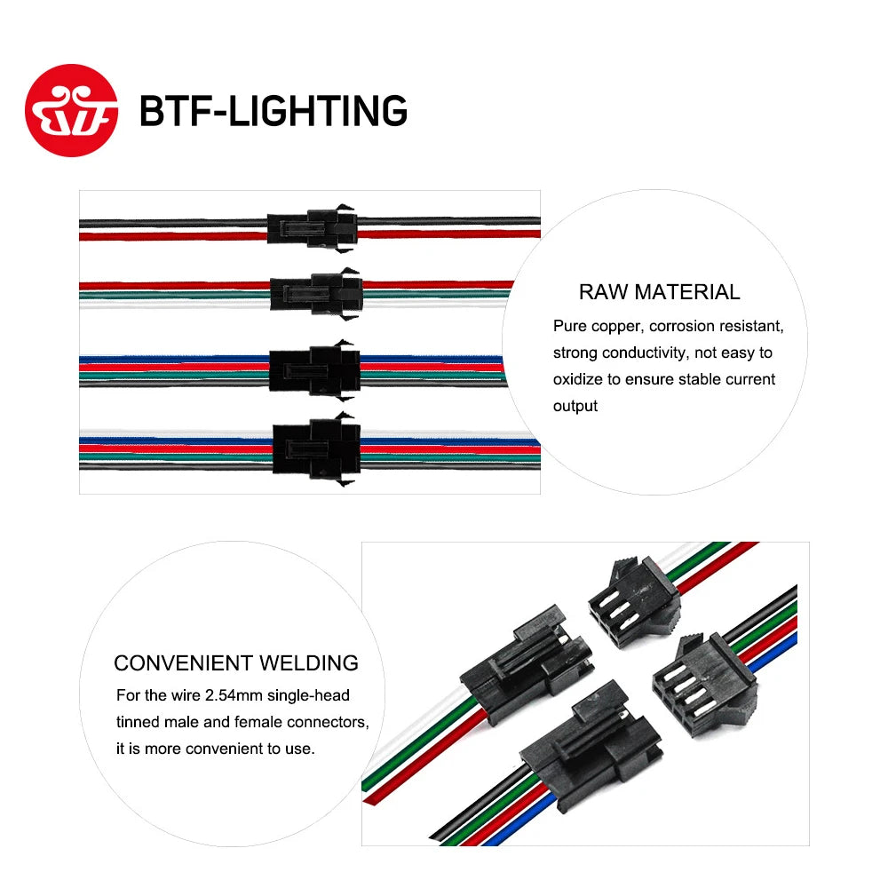 5 paia 10 paia 2pin 3pin 4pin 5pin JST connettore SM maschio e femmina per WS2812B SK6812 WS2815 2835 5050 RGB RGBW striscia luminosa a LED