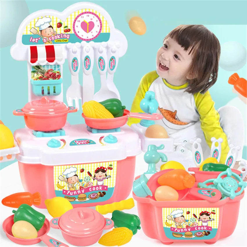 22Pcs plastica Mini bambini cucina per bambini gioco casa giocattolo simulazionale utensili da cucina conservazione pentole cottura finta gioca per le ragazze