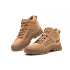 JIANKUN Mid Cut Unisex Suede Leather Work Boots Sneakers with Anti-Smash Iron Toe Comfortable Warm Safety Shoes for Men Women