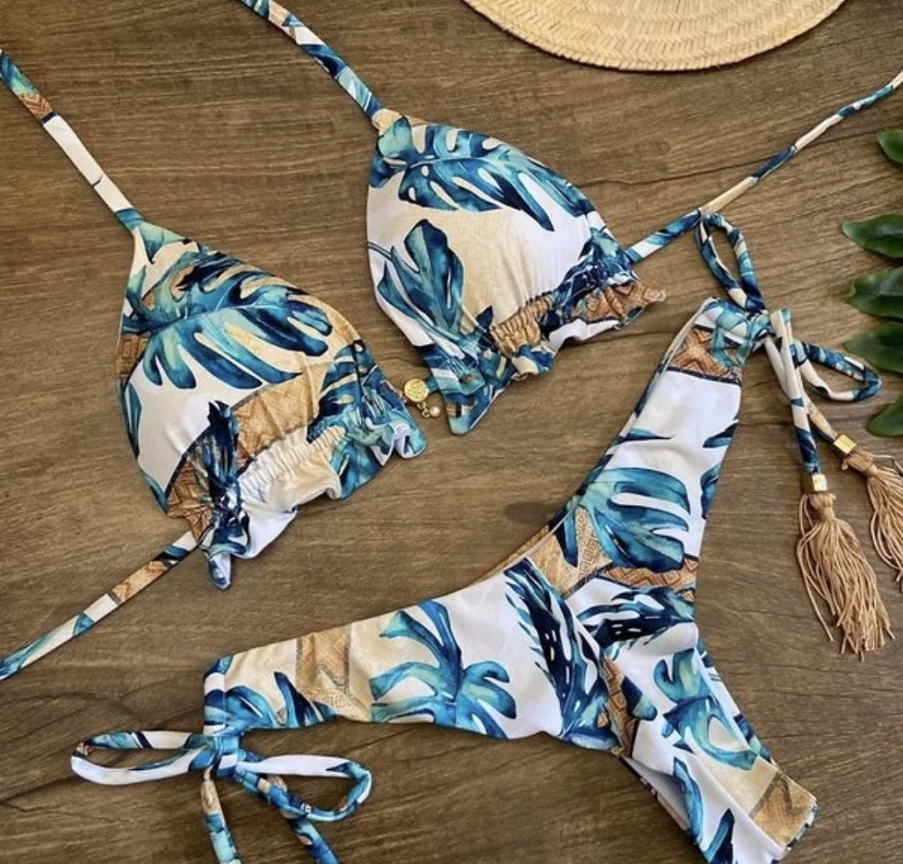 2021 Set bikini sexy 2 pezzi Hot Stamp Sport Costumi da bagno Donna Beachwear Push-Up imbottito Costume da bagno Body Bagnante squisito