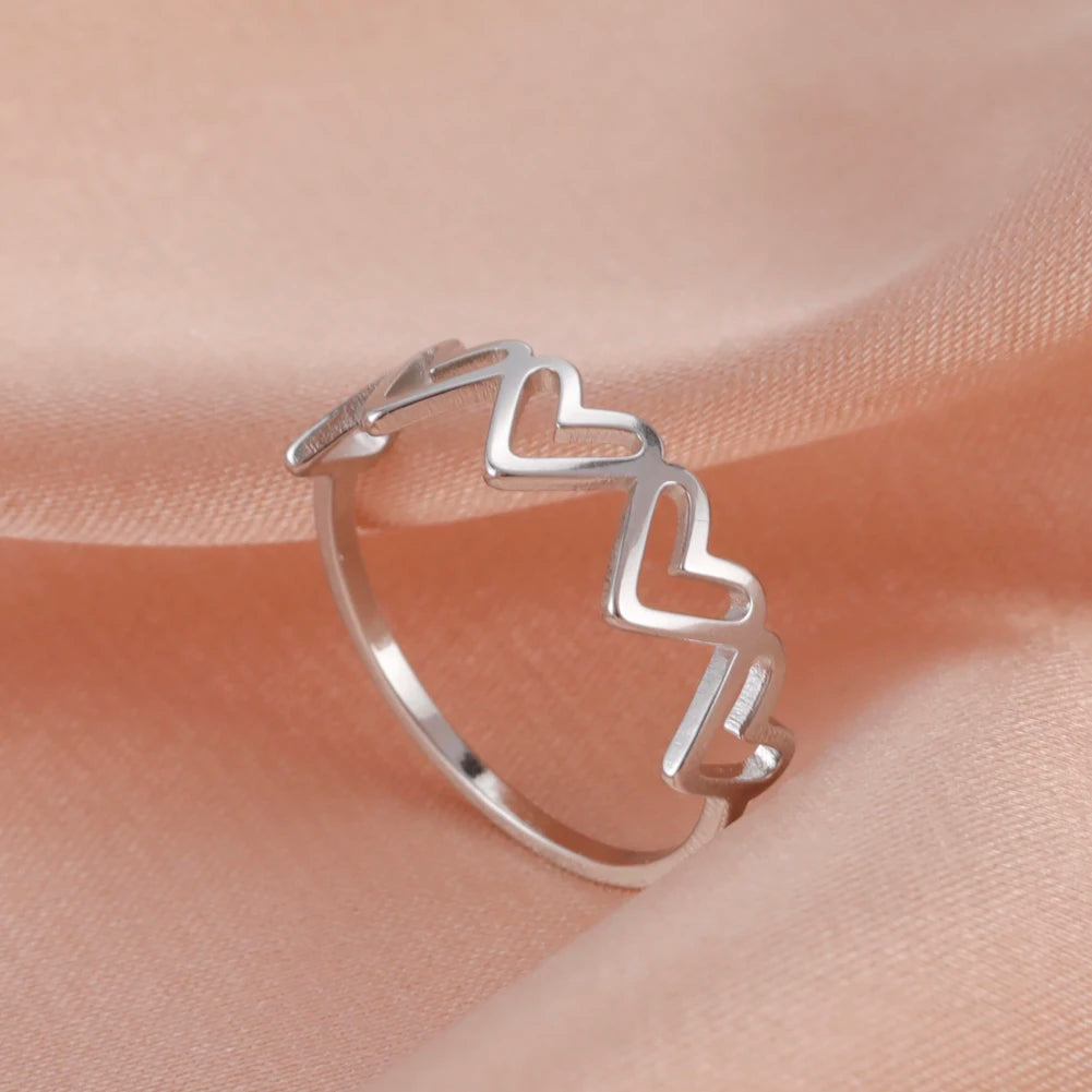Skyrim Anello da donna in acciaio inossidabile Semplice cuore Farfalla Fasi lunari Anelli da dito geometrici Regalo di nozze per l'amante Commercio all'ingrosso