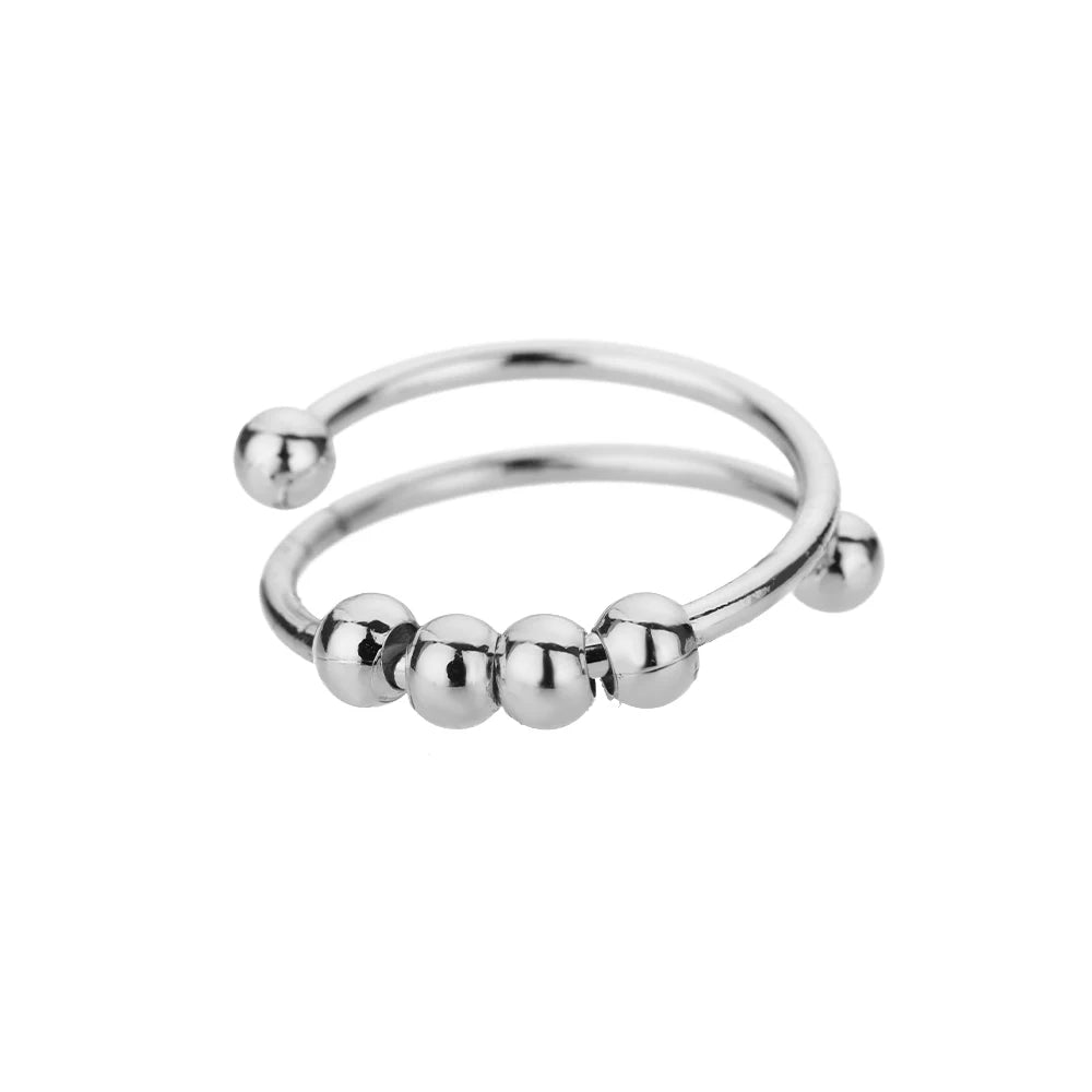 Sfere di ansia Perline Anelli per le donne Spinner aperto Anello da dito regolabile in acciaio inossidabile che ruota liberamente Regalo di gioielli antistress