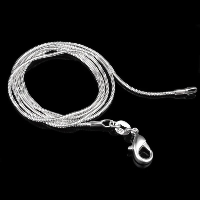 1 pz 1 MM 2 MM placcato argento liscio Collane a catena del serpente con girocollo timbrato Gioielli Taglia 16 18 20 22 24 26 28 30 pollici