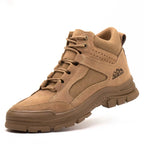 JIANKUN  ASTM Certified Anti-Smash Iron Toe Comfortable Safety Shoes for Men Women Unisex Mid Cut Suede Leather Work Boots