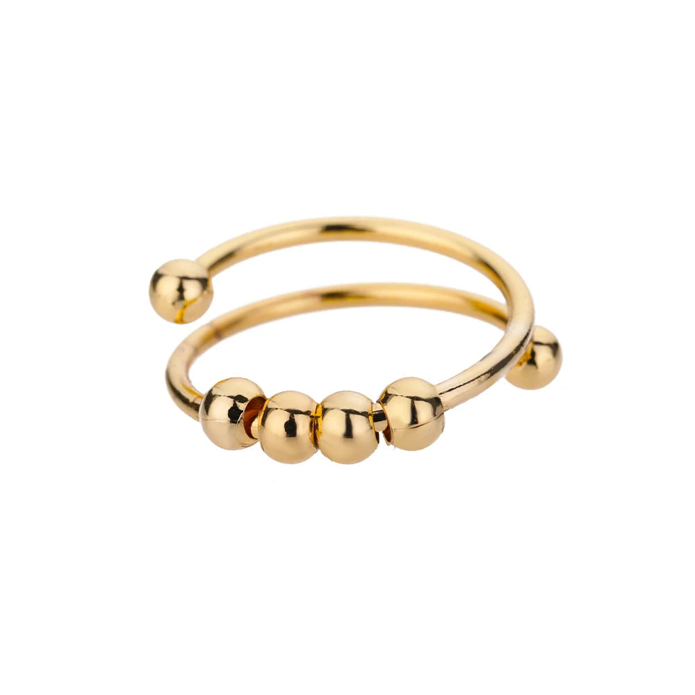 Sfere di ansia Perline Anelli per le donne Spinner aperto Anello da dito regolabile in acciaio inossidabile che ruota liberamente Regalo di gioielli antistress