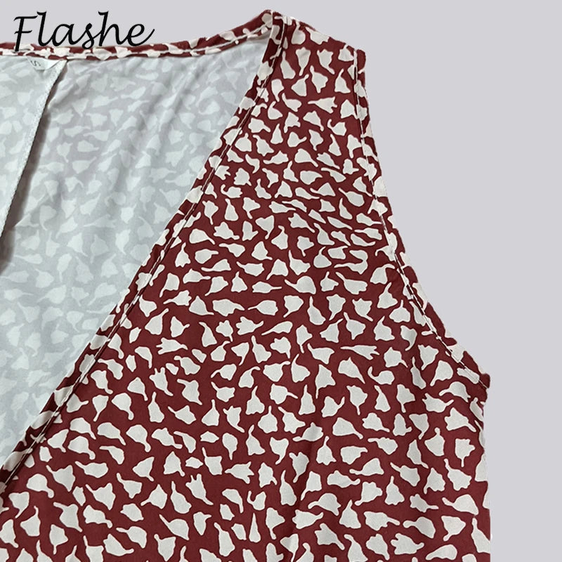 Nuovo vestito casuale a pois donne scollo a V senza maniche fasciatura vestito da spiaggia estate abiti bohémien per le donne vestiti S-5XL