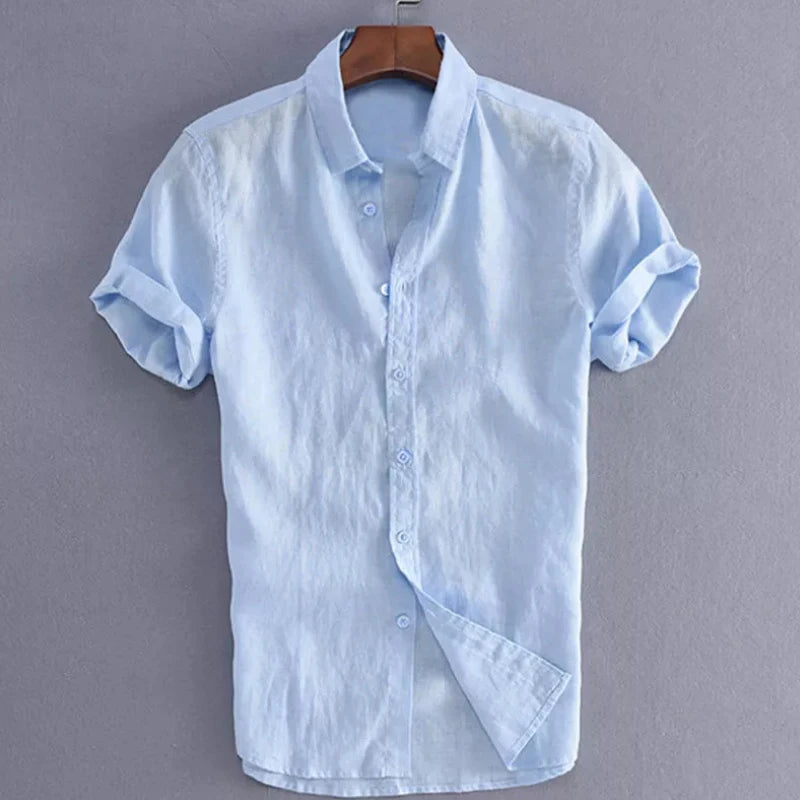 Camicie casual a maniche corte da uomo per il tempo libero Abbigliamento da strada Camicie con risvolto abbottonate in tinta unita per uomo Camicetta da vacanza vintage M-3XL