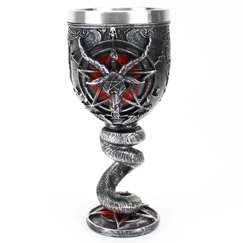 Baphomet Pentagramma Corno Calice Bicchiere da vino Gotico Wicca Pagan Mystical Tankard Caffè Boccali da birra 600ml 200ml Mistico Wicca Fan Gift