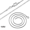 1 pz 1 MM 2 MM placcato argento liscio Collane a catena del serpente con girocollo timbrato Gioielli Taglia 16 18 20 22 24 26 28 30 pollici
