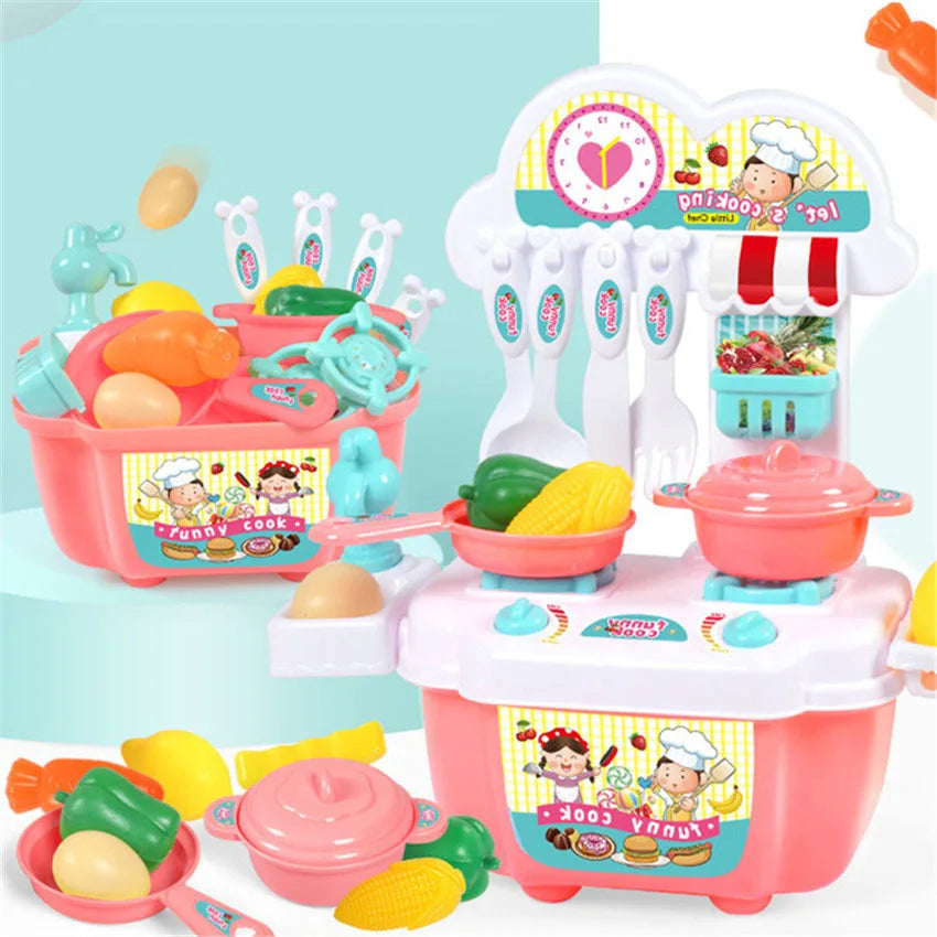 22Pcs plastica Mini bambini cucina per bambini gioco casa giocattolo simulazionale utensili da cucina conservazione pentole cottura finta gioca per le ragazze