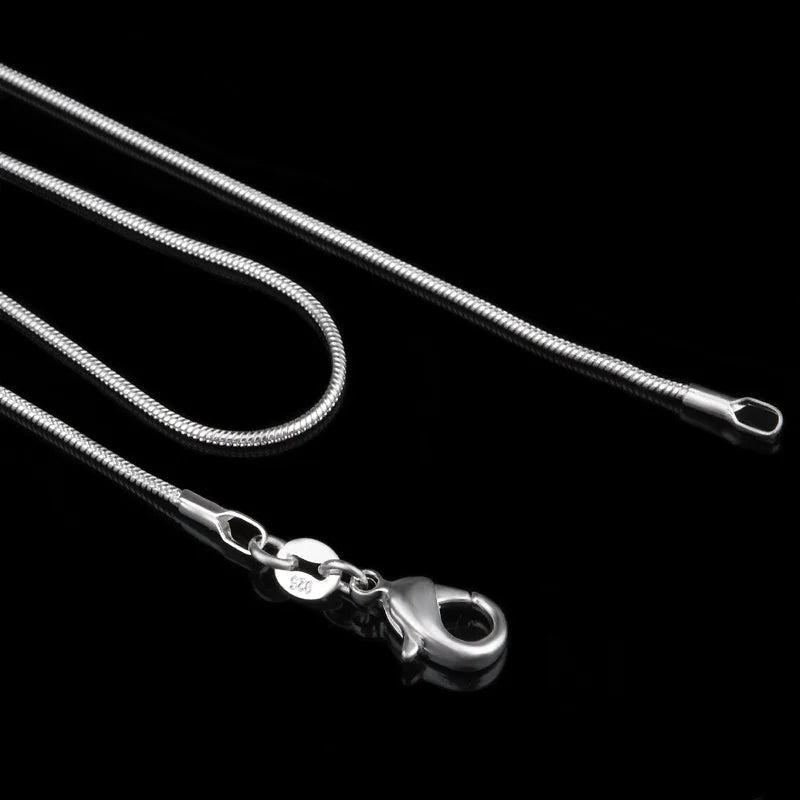 1 pz 1 MM 2 MM placcato argento liscio Collane a catena del serpente con girocollo timbrato Gioielli Taglia 16 18 20 22 24 26 28 30 pollici