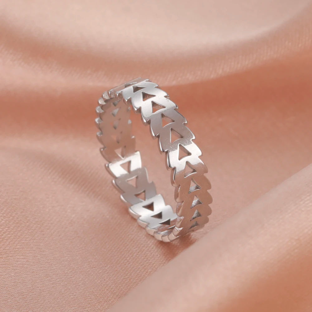 Skyrim Anello da donna in acciaio inossidabile Semplice cuore Farfalla Fasi lunari Anelli da dito geometrici Regalo di nozze per l'amante Commercio all'ingrosso