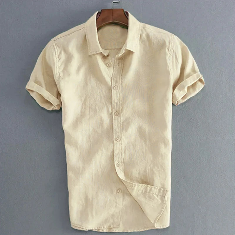Camicie casual a maniche corte da uomo per il tempo libero Abbigliamento da strada Camicie con risvolto abbottonate in tinta unita per uomo Camicetta da vacanza vintage M-3XL